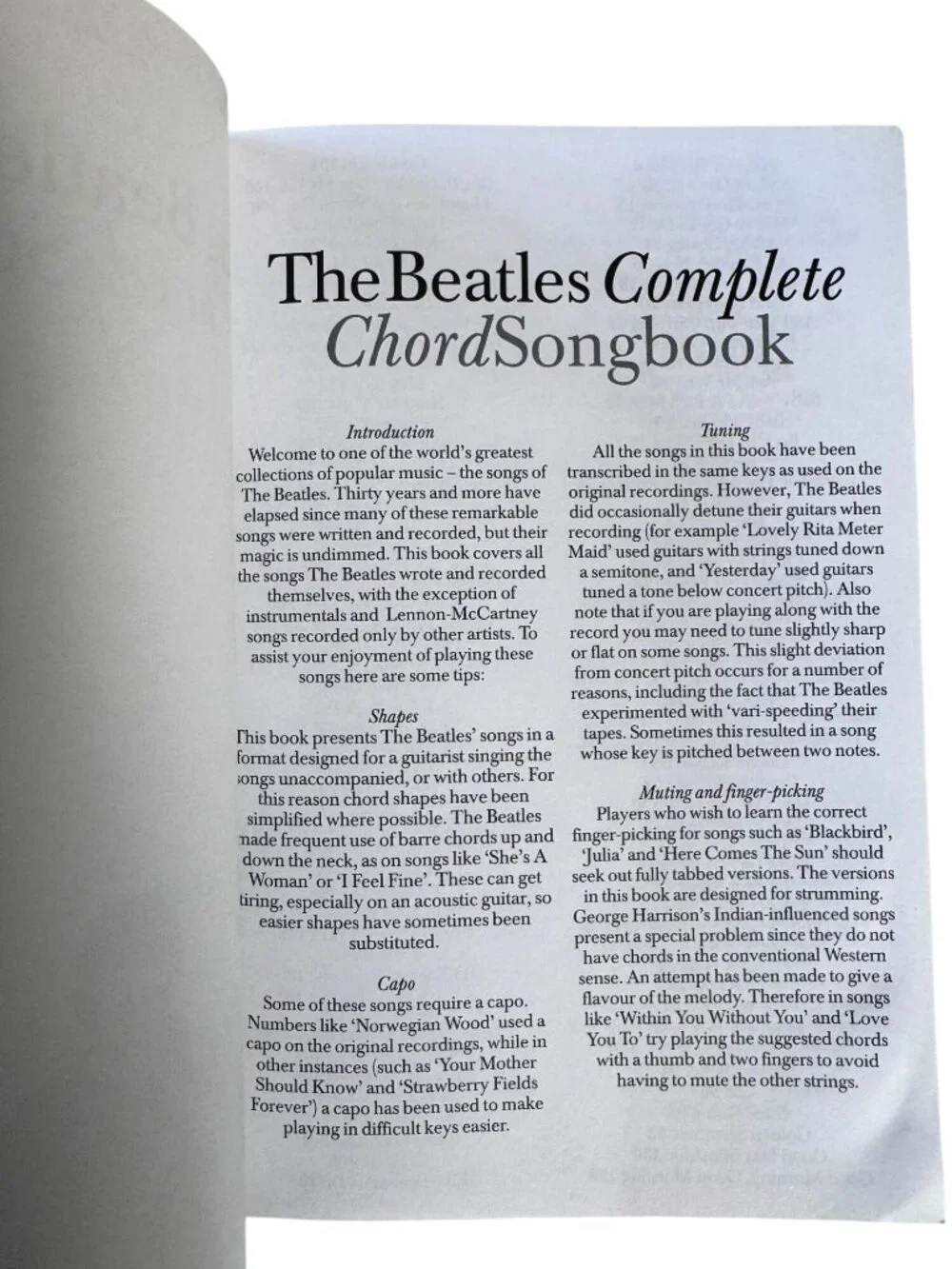 The Beatles Complete Chord Songbook Song Lyrics & Guitar Chords - 1999